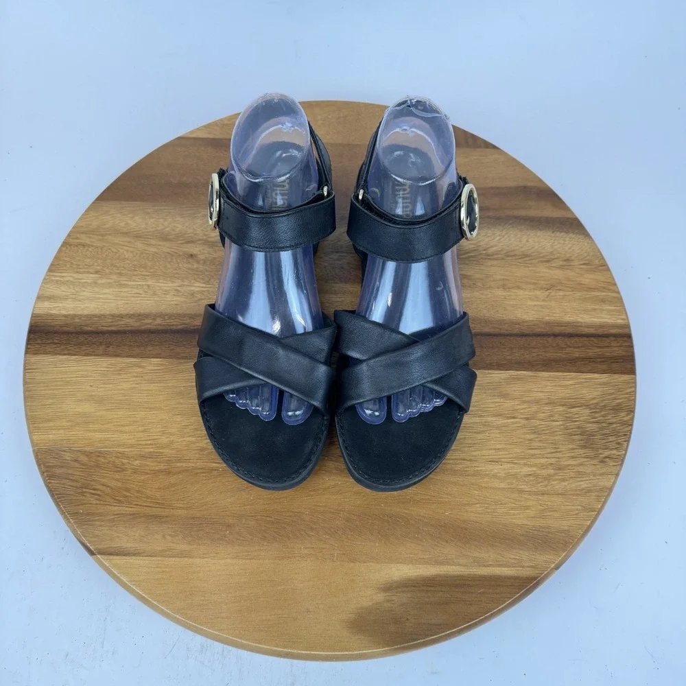 Womens Munro‎ Knox Black Leather Strappy Casual Comfort Sandals Shoes Size 9 M